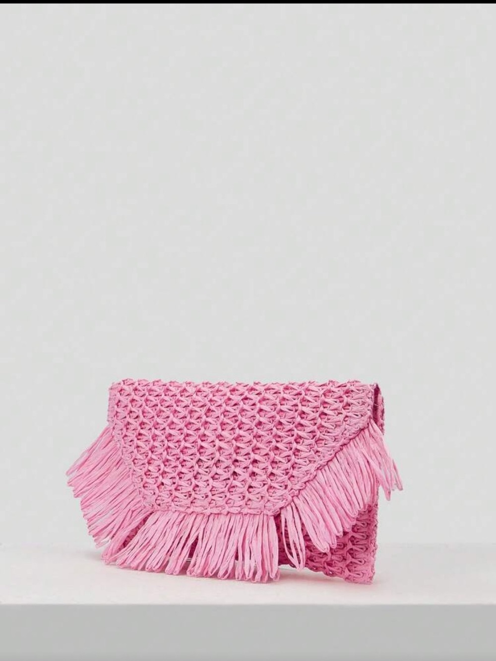 Baby Pink Crochet Fringe Clutch - Picture 3 of 8
